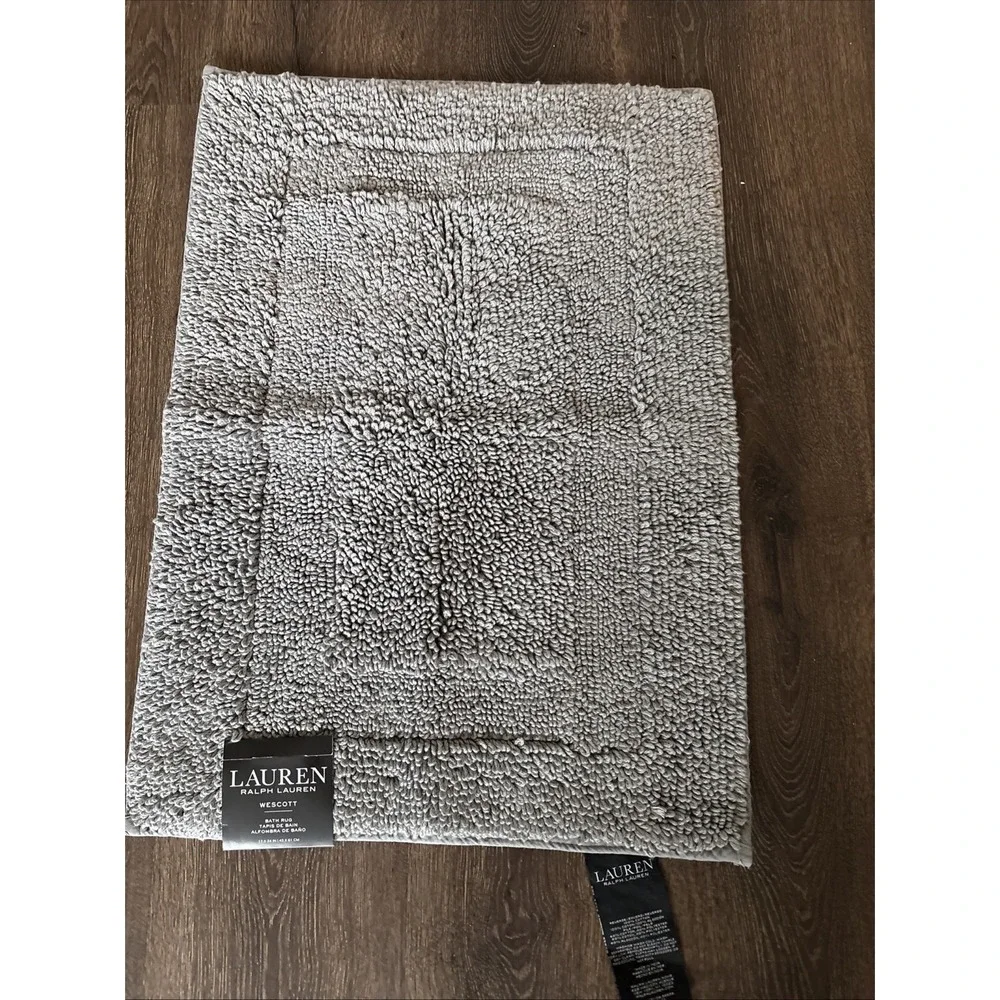 LAUREN Ralph Lauren Wescott Gray Bath Rug 17x24 | Skid Resistant Backing NEW TAG